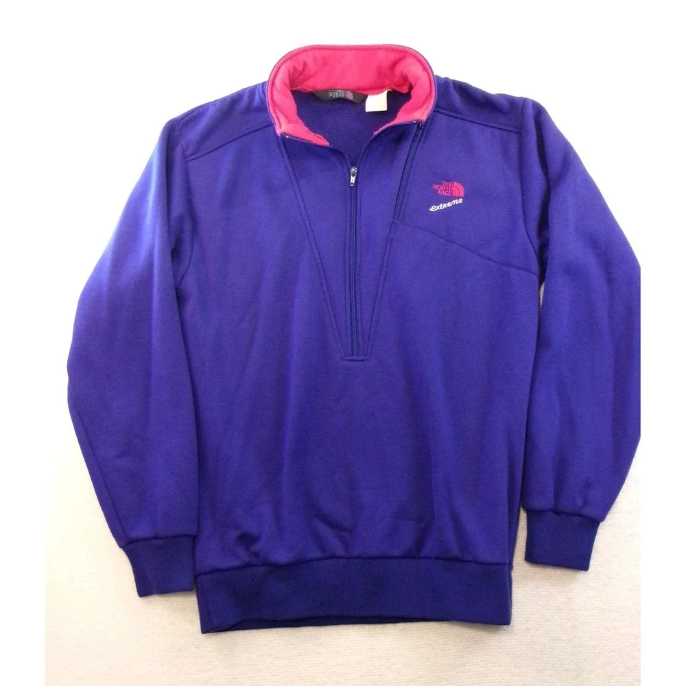 The North Face Extreme Pullover Mens XL Purple Vintage 1/4 Zip Fleece‎